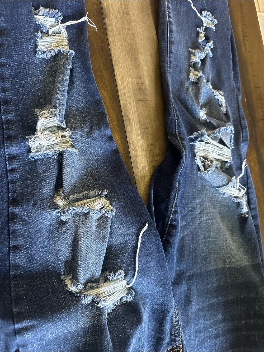 Distressed Dark Blue Ripped Jeans - Picture 2 of 2